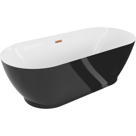 Mexen Roxy szabadon álló kád 180 x 85 cm, fehér/fekete, réz csiszolt túlfolyó - 51201808575-65