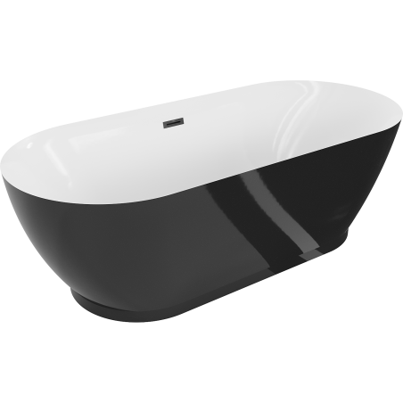Mexen Roxy cadă de baie freestanding 180 x 85 cm, albă/neagră, preaplin negru - 51201808575-70