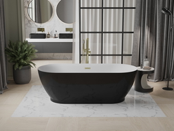 Mexen Roxy cada freestanding 180 x 85 cm, alb/negru, cu depășire din aur periat - 51201808575-55