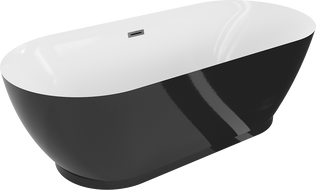 Mexen Roxy cadă de sine stătătoare 180 x 85 cm, albă/neagră, preaplin gun metal - 51201808575-95