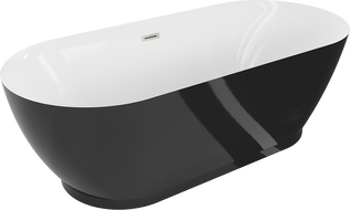 Mexen Roxy cadă de baie freestanding 180 x 85 cm, alb/negru, preaplin nichel periat - 51201808575-97