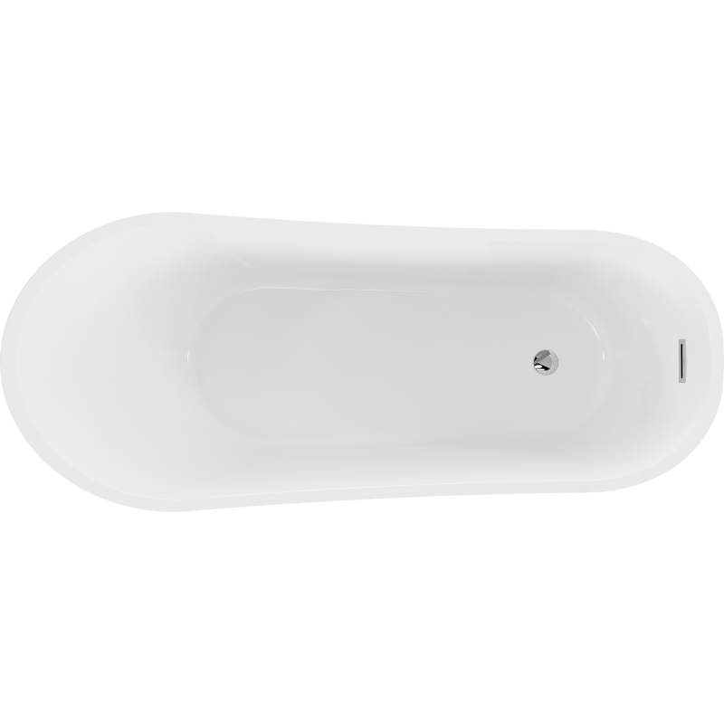 Mexen Alta cadă de baie freestanding 170 x 75 cm, albă, preaplin crom - 52141707500-01