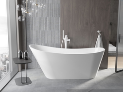 Mexen Alta cadă freestanding 170 x 75 cm, alb, scurgere albă - 52141707500-20