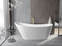 Cada Alta cada freestanding 170 x 75 cm, alb, cu scurgere aurie - 52141707500-50