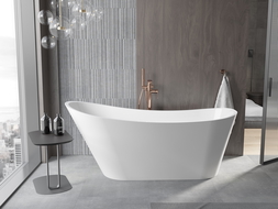 Mexen Alta cadă freestanding 170 x 75 cm, alb, sifon din cupru periat - 52141707500-65