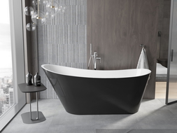 Cadă freestanding Mexen Alta 170 x 75 cm, alb/negru, evacuare crom - 52141707575-01