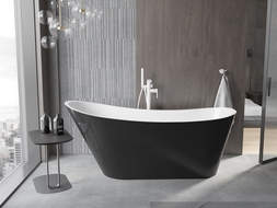 Mexen Alta cadă freestanding 170 x 75 cm, alb/negru, preaplin alb - 52141707575-20