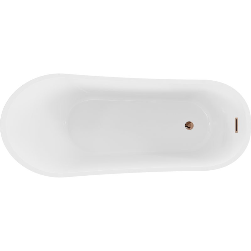 Mexen Alta szabadon álló kád 170 x 75 cm, fehér/fekete, túlfolyó rózsaszín arany - 52141707575-60