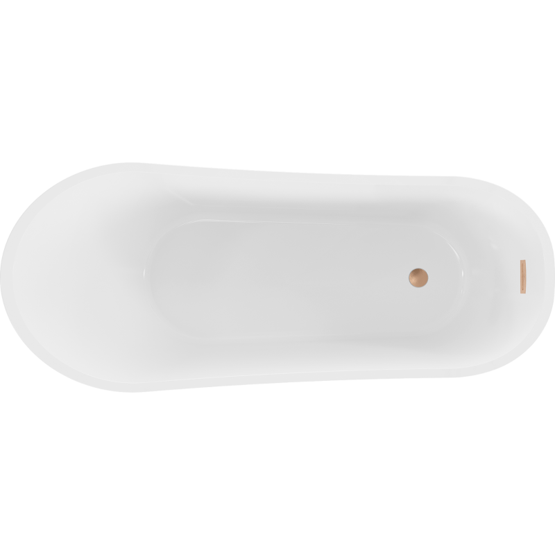 Mexen Alta cadă de baie freestanding 170 x 75 cm, albă/neagră, preaplin cupru periat - 52141707575-65