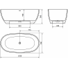 Mexen Torino cadă autoportantă din conglomerat 155 x 78 cm, alb mat - 57271557800