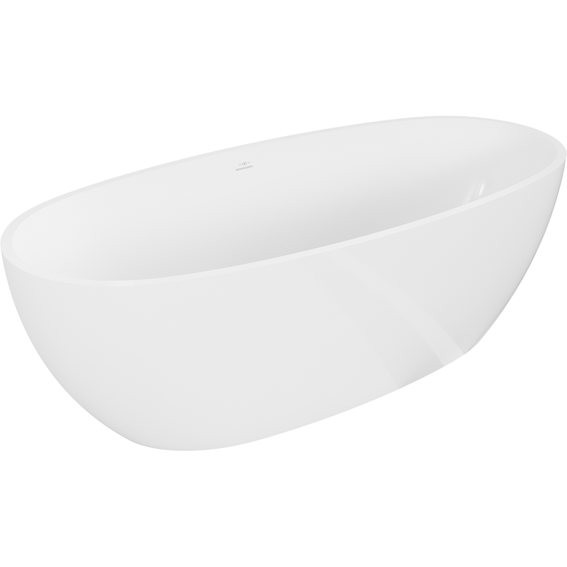 Mexen Torino cadă freestanding din conglomerat 155 x 78 cm, alb lucios - 57271557810