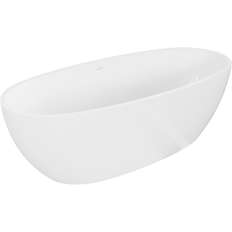 Mexen Torino szabadon álló konglomerátum kád 155 x 78 cm, fehér fényes - 57271557810