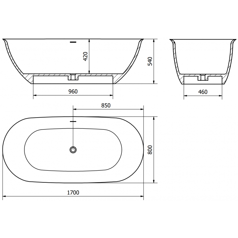 Mexen Siena szabadon álló kád konglomerátumból 170 x 80 cm, fehér matt - 57291708000
