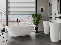 Mexen Siena cadă freestanding din conglomerat 170 x 80 cm, alb lucios - 57291708010