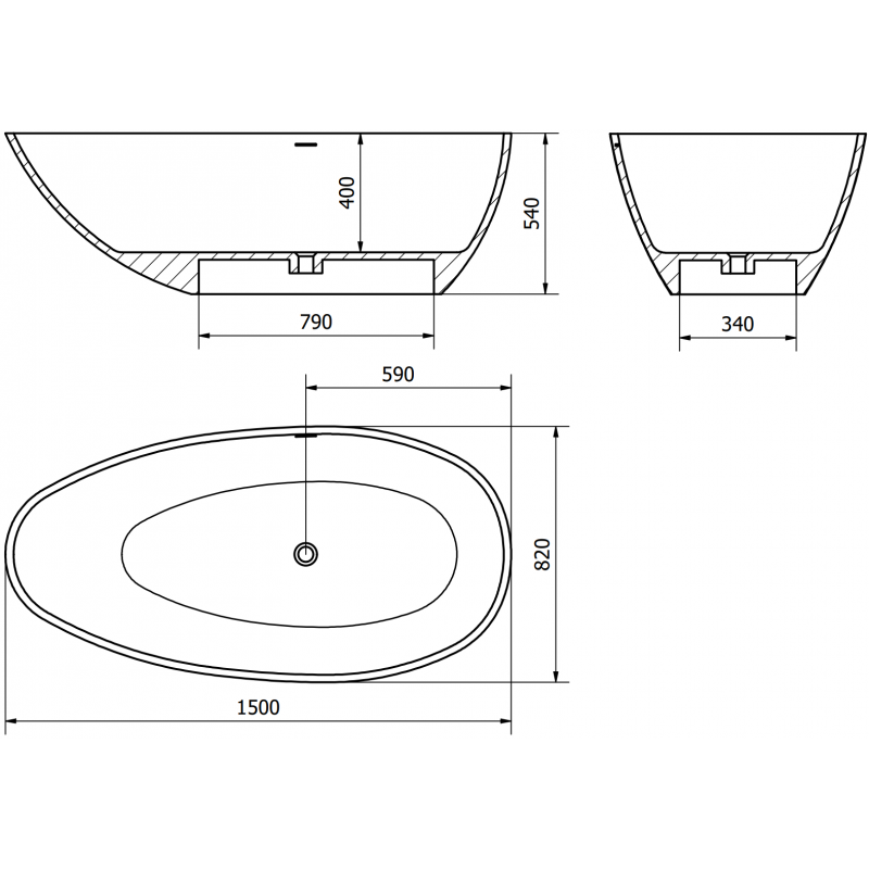 Mexen Milano cadă freestanding din conglomerat 150 x 82 cm, alb lucios - 57301508510