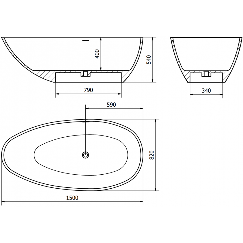 Mexen Milano cadă independentă din conglomerat 150 x 82 cm, beton mat - 57301508561