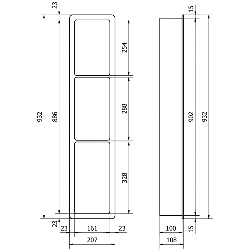 Mexen X-Wall-K falra szerelhető polc konglomerátumból 93,2 x 20,7 cm, fehér - 1900932010