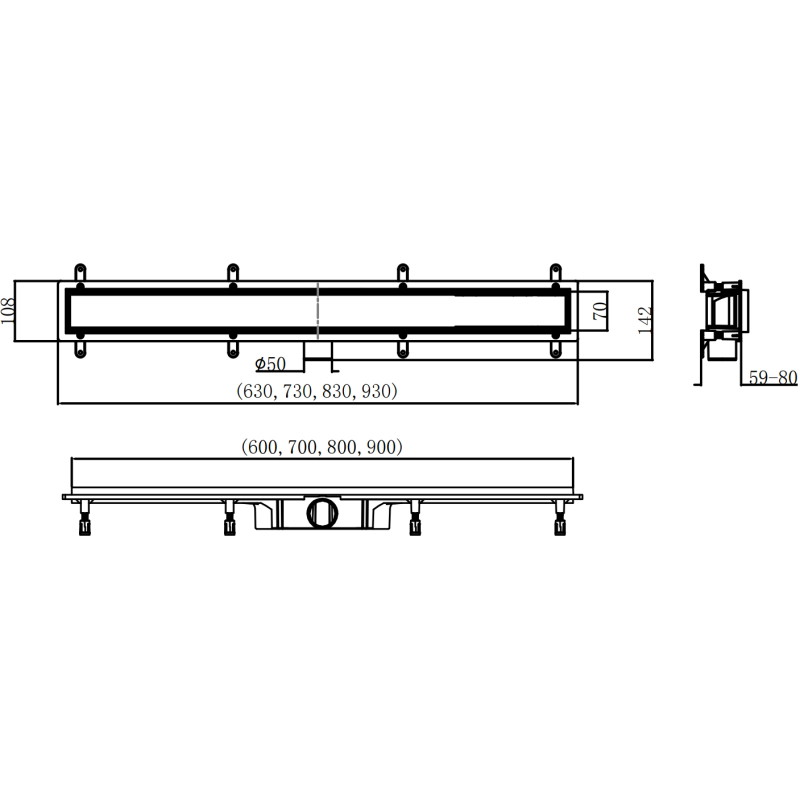 Mexen Flat Abs Flat ABS vonalelvezetés 2 az 1-ben 80 cm, fekete - 1769080