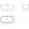 Mexen Flavia cadă freestanding 150 x 75 cm, alb, cu sistem de scurgere din cupru periat - 54031507500-65