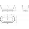 Mexen Flavia cadă liberă 160 x 75 cm, albă, overflow aurit periat - 54031608000-55