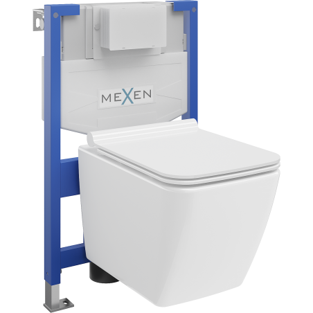 Mexen falsíkon kívüli WC készlet Fenix XS-F WC csészével Vega és lassú záródású ülőkével, fehér fényes - 68030654000
