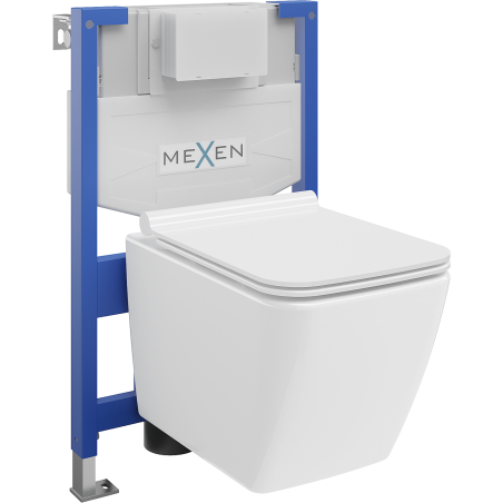 Mexen Vega szerelőkészlet WC beépíthető Fenix XS-F WC csészével és lassú záródású ülőkével, fehér fényes