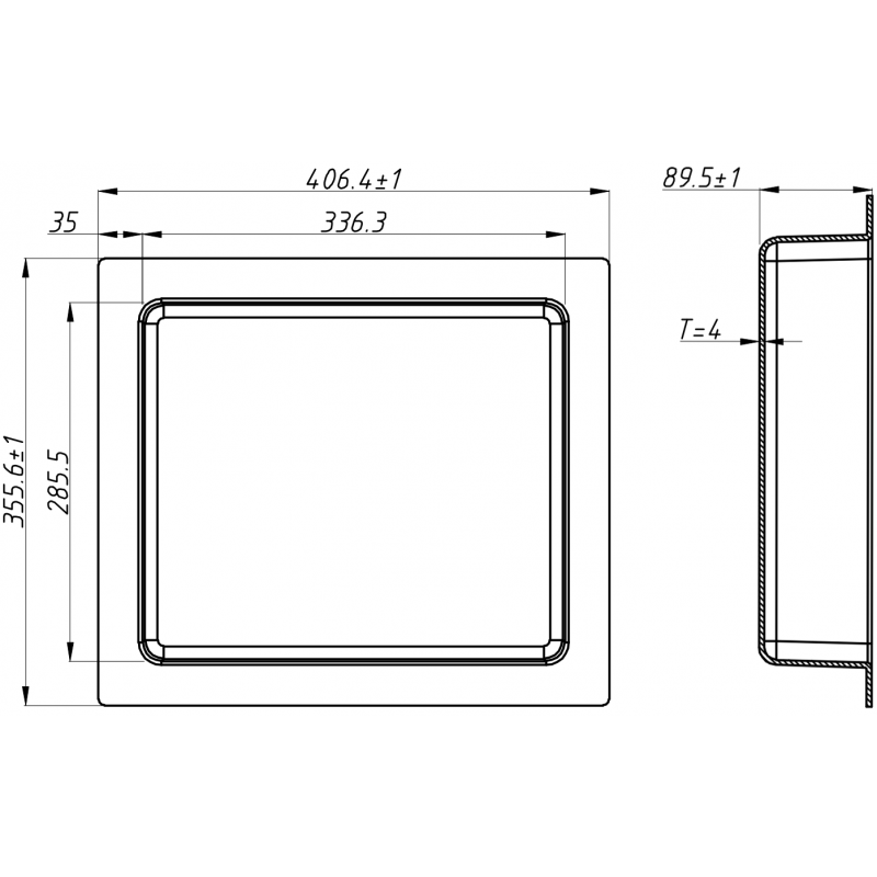Mexen X-Wall-S raft încastrat SMC cu flanșă 35,5 x 40,7 cm, alb - 1901354109
