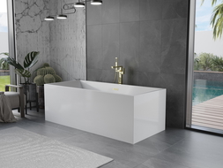 Mexen Vigo cadă freestanding 178,5 x 80 cm, alb, scurgere aurie periată - 51251788000-55