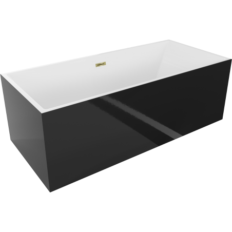 Mexen Vigo cadă de baie freestanding 178,5 x 80 cm, alb/negru, preaplin auriu - 51251788075-50