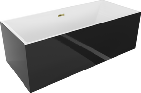 Mexen Vigo cadă de baie freestanding 178,5 x 80 cm, alb/negru, preaplin auriu - 51251788075-50