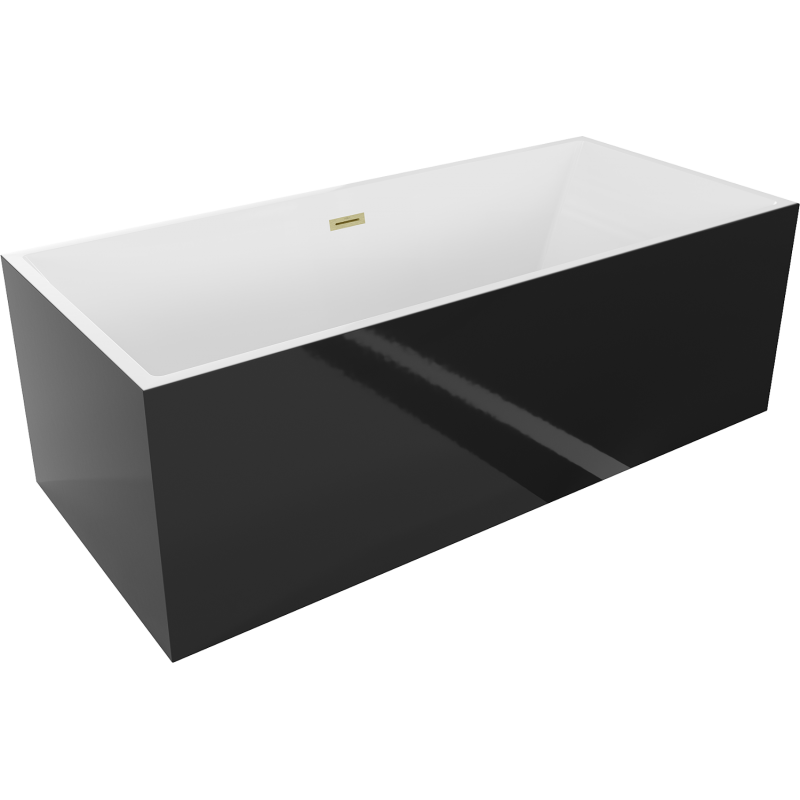 Mexen Vigo cadă freestanding 178,5 x 80 cm, alb/negru, preaplin auriu periat - 51251788075-55