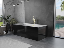 Mexen Vigo cadă freestanding 178,5 x 80 cm, alb/negru, scurgere aurie periată - 51251788075-55