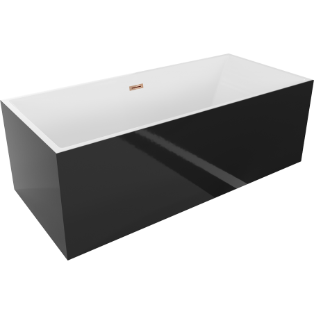 Mexen Vigo szabadon álló kád 178,5 x 80 cm, fehér/fekete, túlfolyás rózsaarany - 51251788075-60