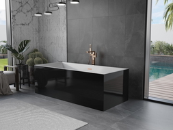 Mexen Vigo cadă liberă 178,5 x 80 cm, alb/negru, scurgere din cupru periat - 51251788075-65