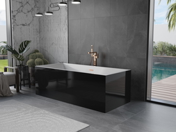 Mexen Vigo szabadonálló kád 178,5 x 80 cm, fehér/fekete, kefélt réz - 51251788075-65