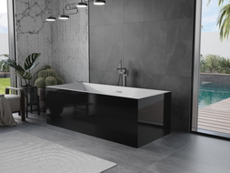 Cadă libertate Mexen Vigo 178,5 x 80 cm, alb/negru, scurgere gun gray periat - 51251788075-66
