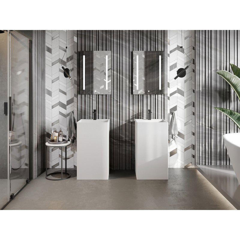 Mexen Belen szabadon álló mosdókagyló konglomerátumból 45 x 45 cm, fehér matt - 26604500