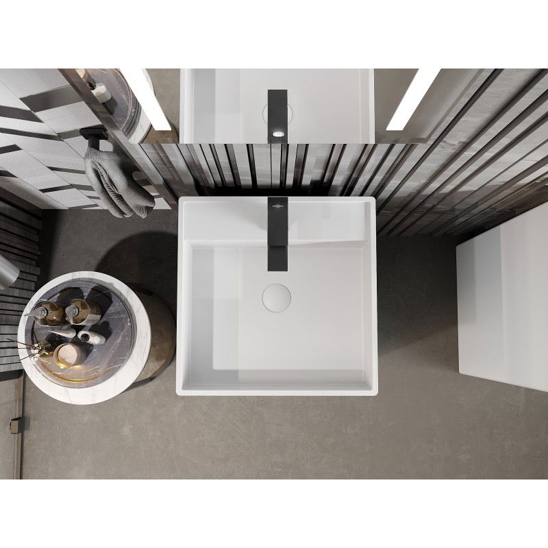 Mexen Belen szabadon álló mosdókagyló konglomerátumból 45 x 45 cm, fehér matt - 26604500