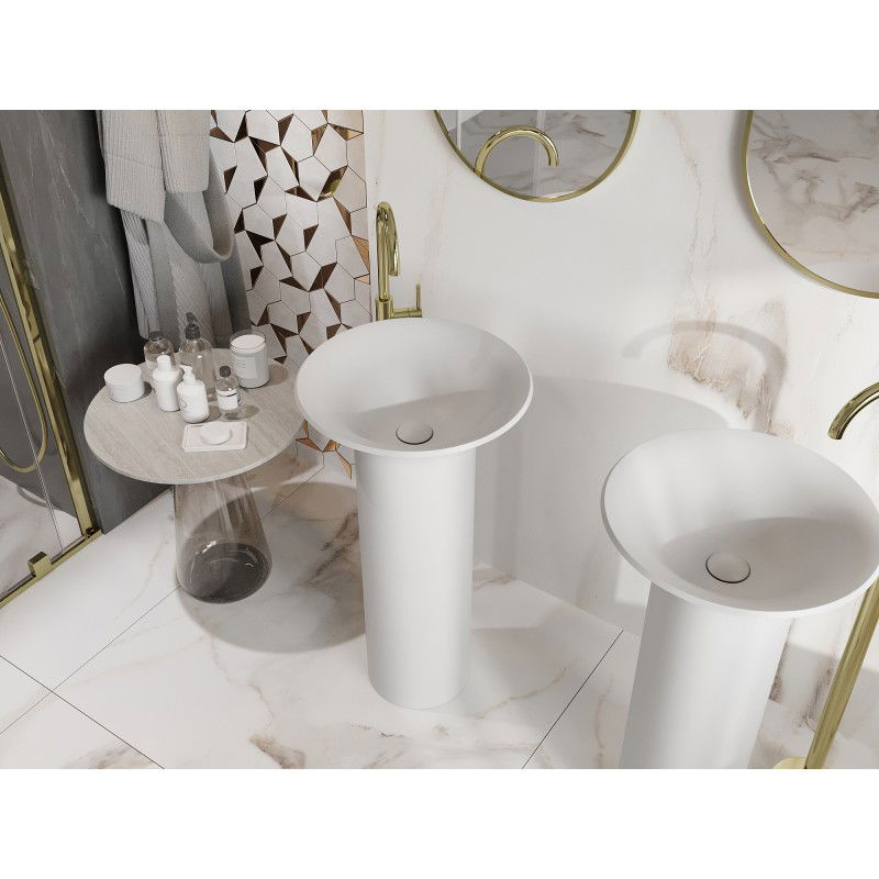 Mexen Leta szabadon álló mosdó konglomerátumból 45 x 45 cm, fehér matt - 26574500