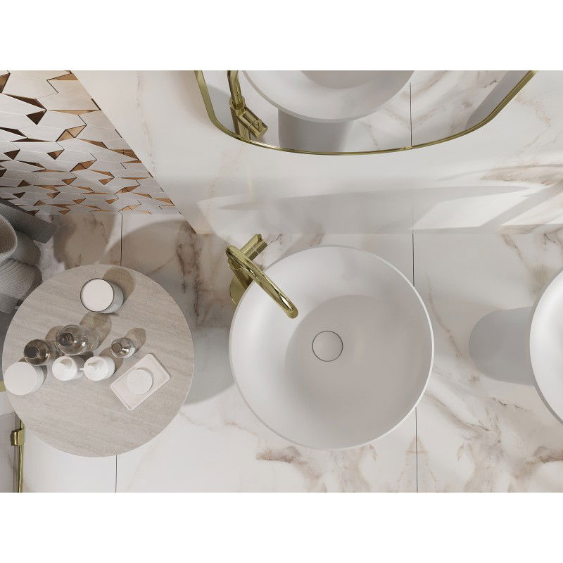 Mexen Leta szabadon álló mosdó konglomerátumból 45 x 45 cm, fehér matt - 26574500