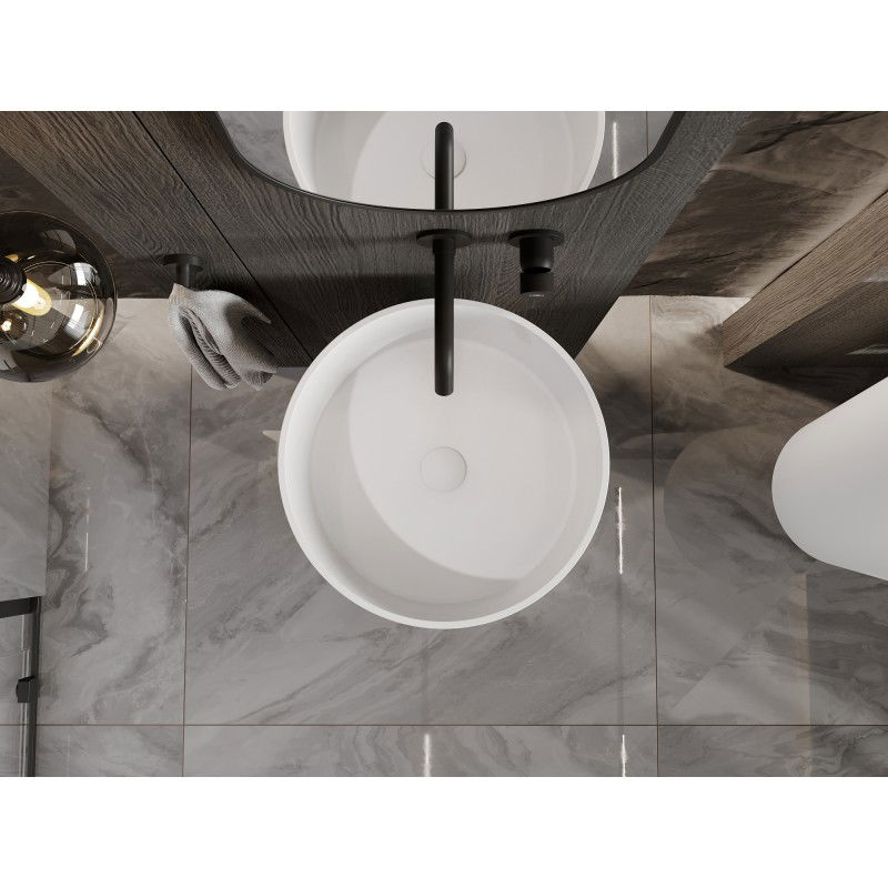 Mexen Onyx-01 szabadon álló mosdókagyló konglomerátumból 45 x 45 cm, fehér matt - 26524500