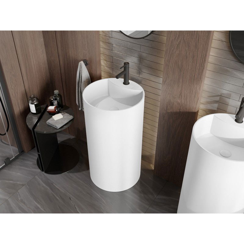 Mexen Ajax-02 szabadon álló mosdó konglomerátumból 45 x 45 cm, fehér matt - 26514500