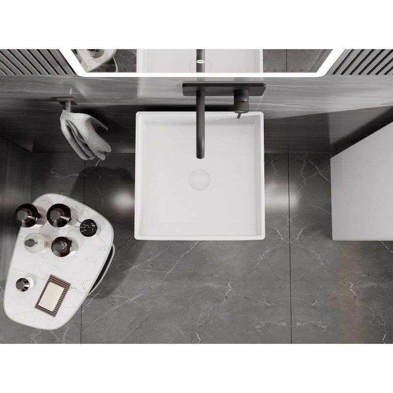 Mexen Xola-1 szabadon álló mosdó konglomerátumból 40 x 40 cm, fehér matt - 26594000