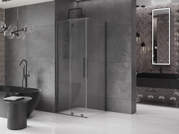 Mexen Velar tolóajtós zuhanykabin 90 x 90 cm, átlátszó, gun metal - 871-090-090-01-95
