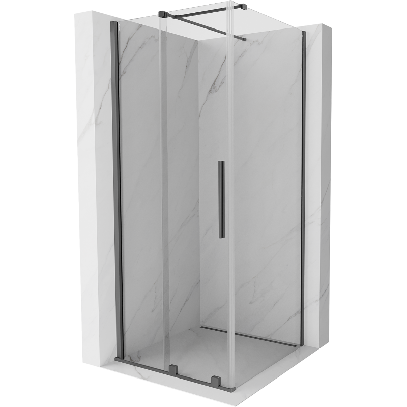 Mexen Velar cabină de duș glisantă 120 x 120 cm, transparentă, metal gun - 871-120-120-01-95