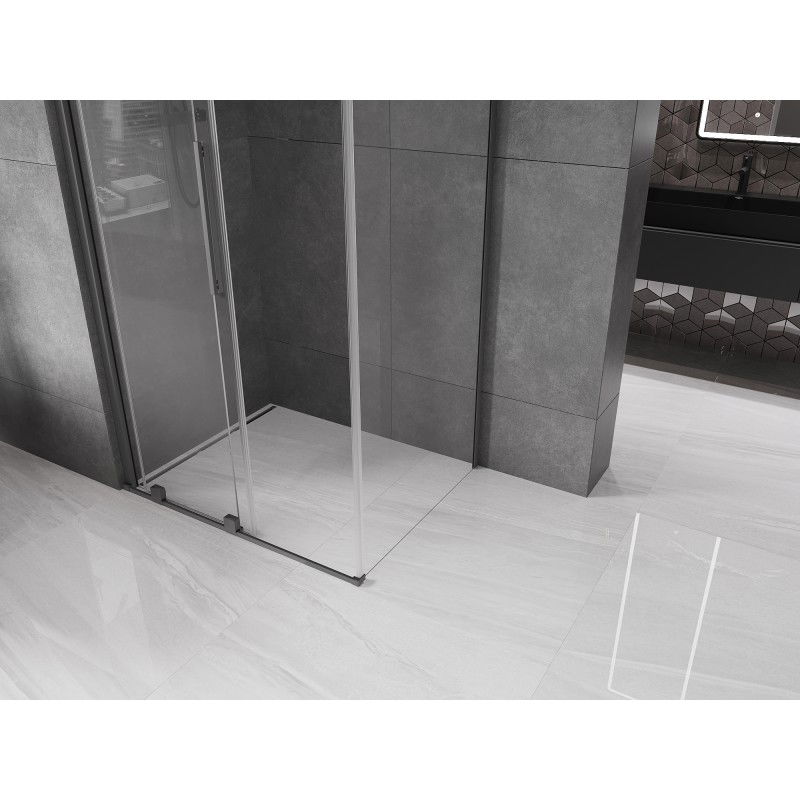 Mexen Velar tolóajtós zuhanykabin 120 x 110 cm, átlátszó, gun metal - 871-120-110-01-95