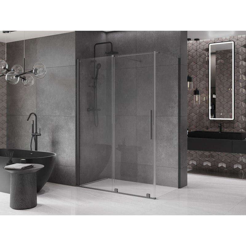 Mexen Velar cabină de duș glisantă 150 x 85 cm, transparentă, gun metal - 871-150-085-01-95