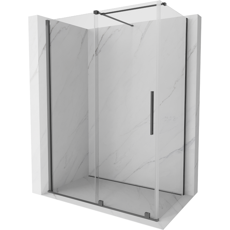 Mexen Velar cabină de duș glisantă 150 x 85 cm, transparentă, metal pistol - 871-150-085-01-95