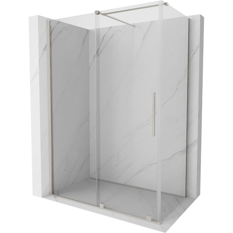 Mexen Velar 140 x 70 cm-es tolóajtós zuhanykabin, átlátszó, polírozott nikkel - 871-140-070-01-97
