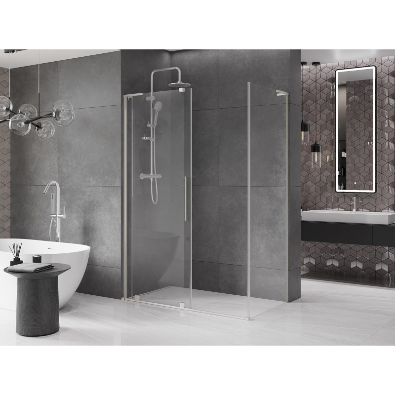 Mexen Velar 140 x 70 cm-es tolóajtós zuhanykabin, átlátszó, polírozott nikkel - 871-140-070-01-97
